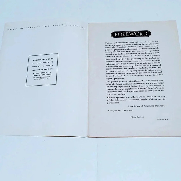 Quiz on Railroads and Railroading 450 Questions and Answers 1947 Vintage - Picture 2 of 4